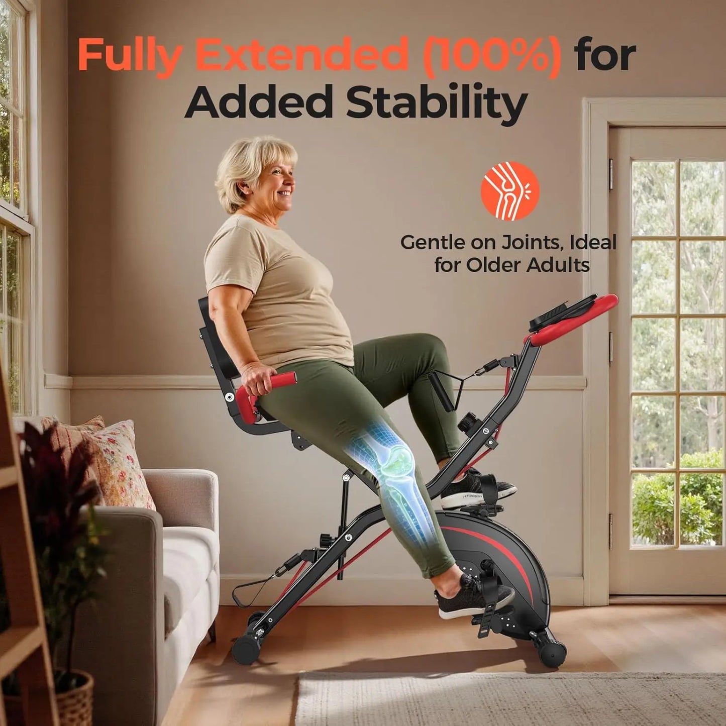 YOSUDA Foldable 5 In 1 Exercise Bike With Back Support