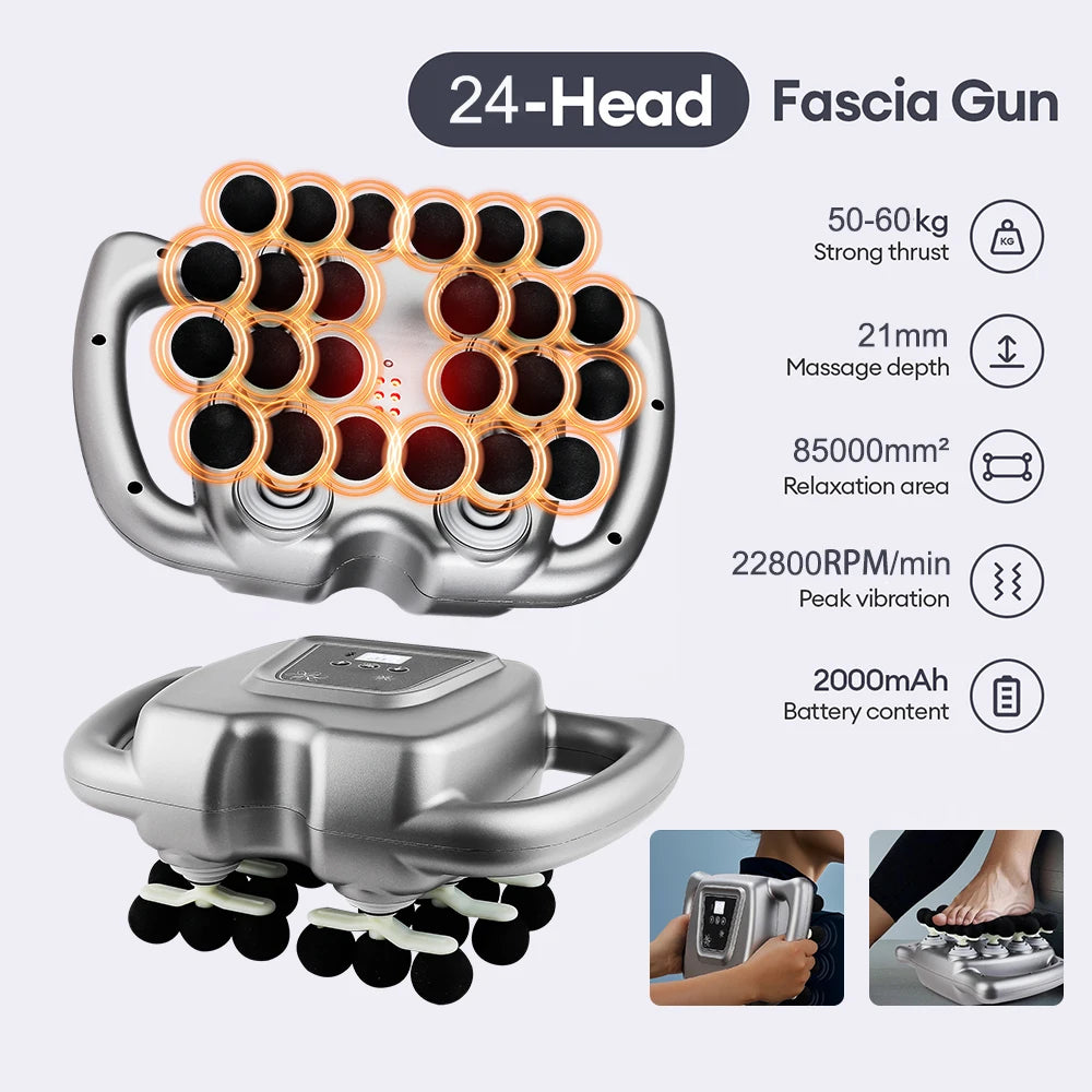 Foreverlily 24 Head Fascia Gun With High Frequency Massage