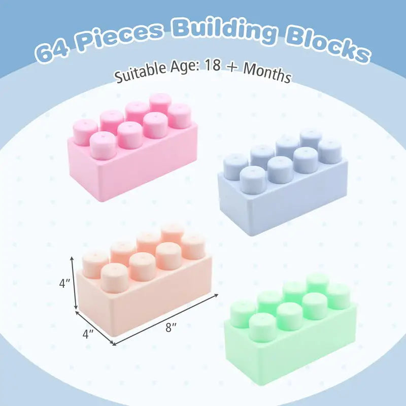 64-Piece Building Blocks for Toddlers Educational Toy