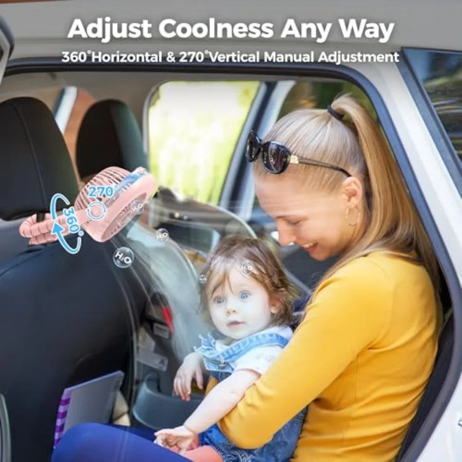 Upgraded Rechargeable Misting Baby Stroller Fan With Clip Tripod