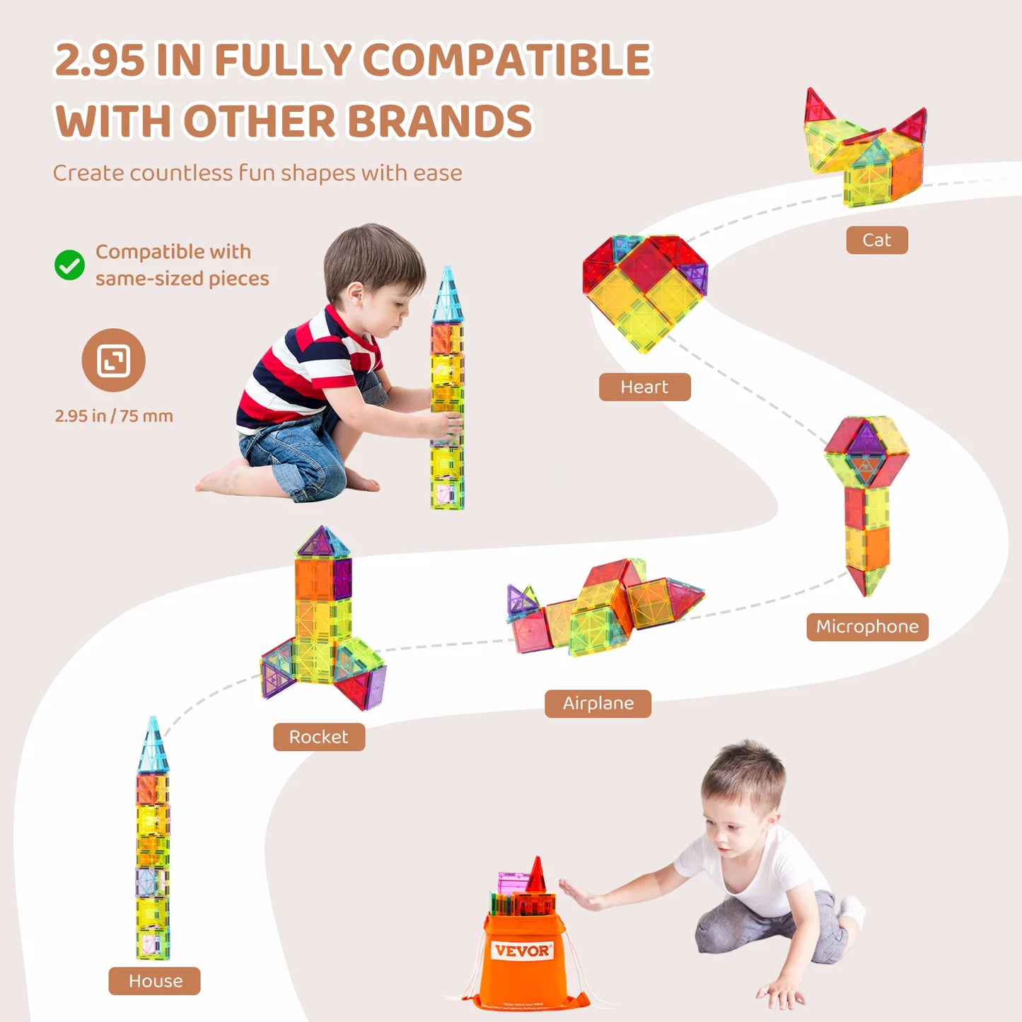 SucceBuy 32PCS Light Magnetic Tiles STEM Building Blocks Set