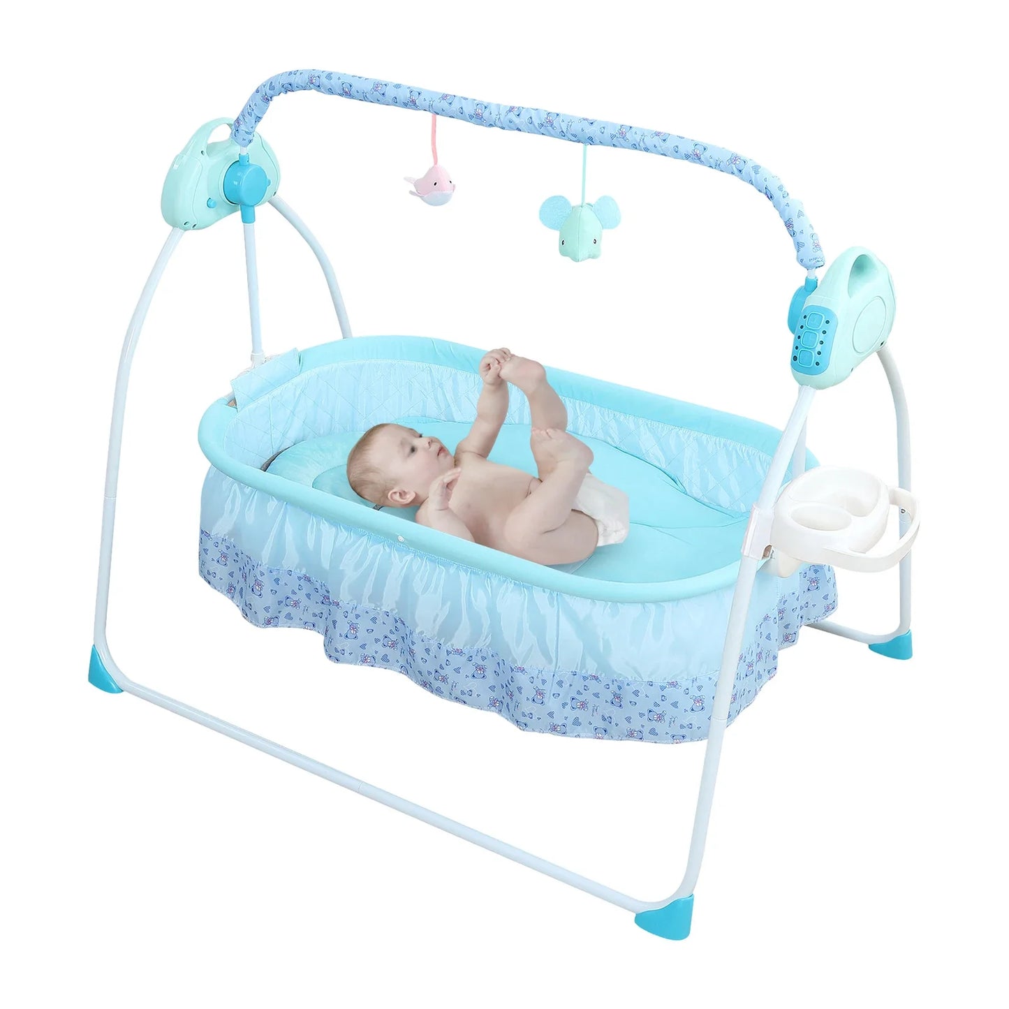 Bymaocar Infant Auto Swing Crib With Music Foldable Bassinet