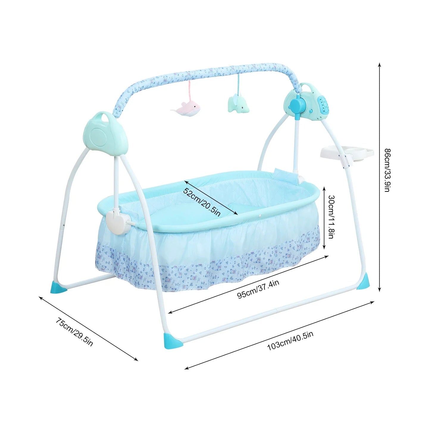 Bymaocar Infant Auto Swing Crib With Music Foldable Bassinet