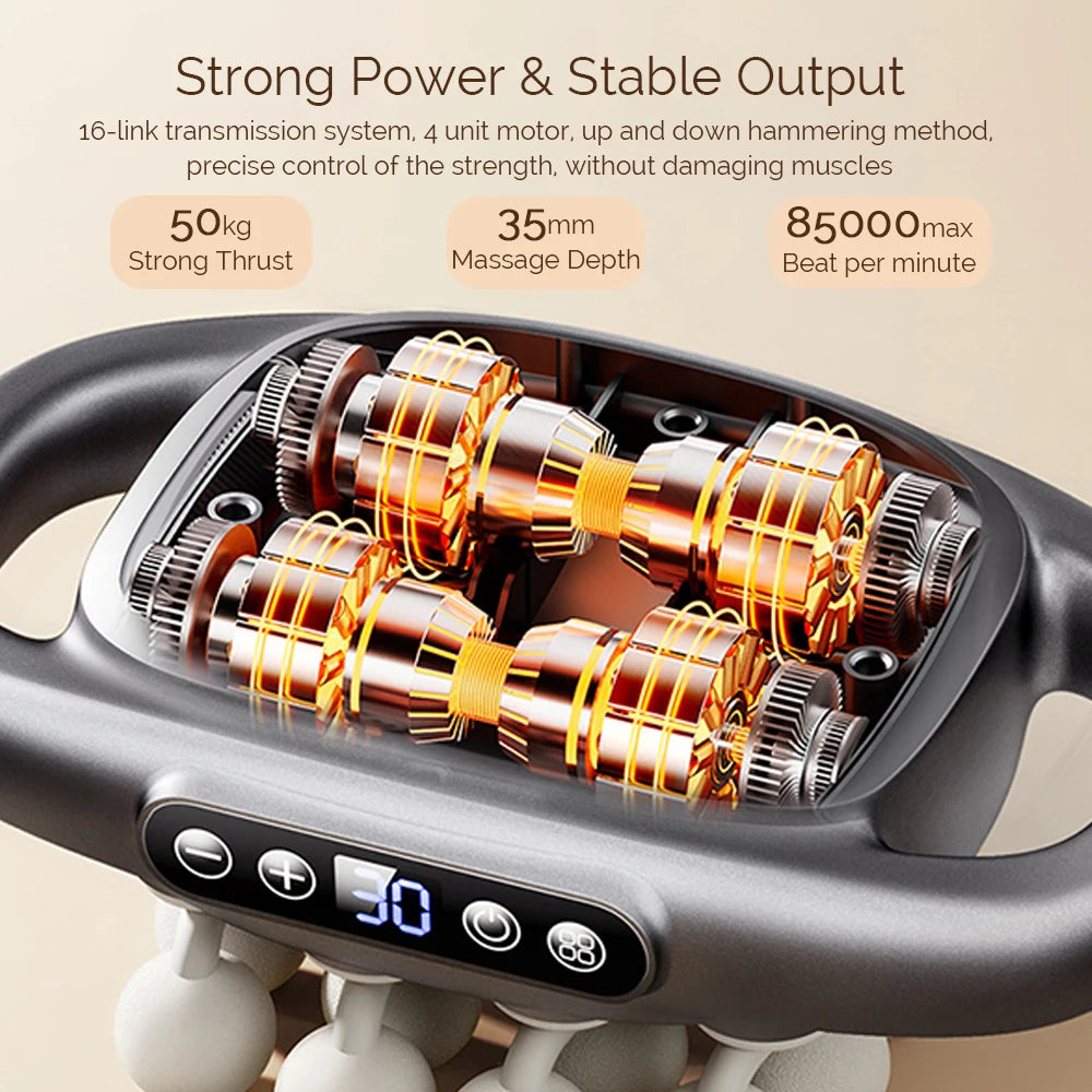 Foreverlily 16 Head Fascia Gun High Frequency Body Massage Device