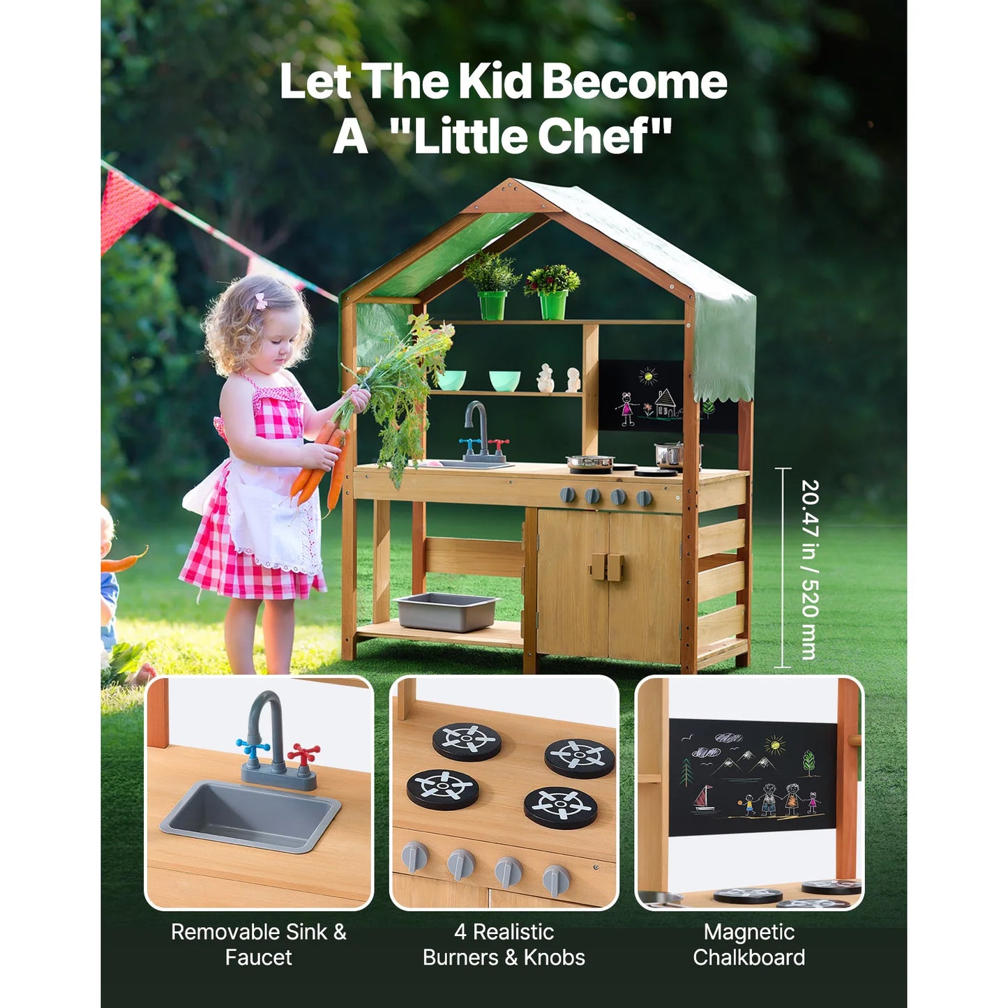 VEVOR Mud Kitchen Playset For Kids Cooking Toys Stoves Faucet