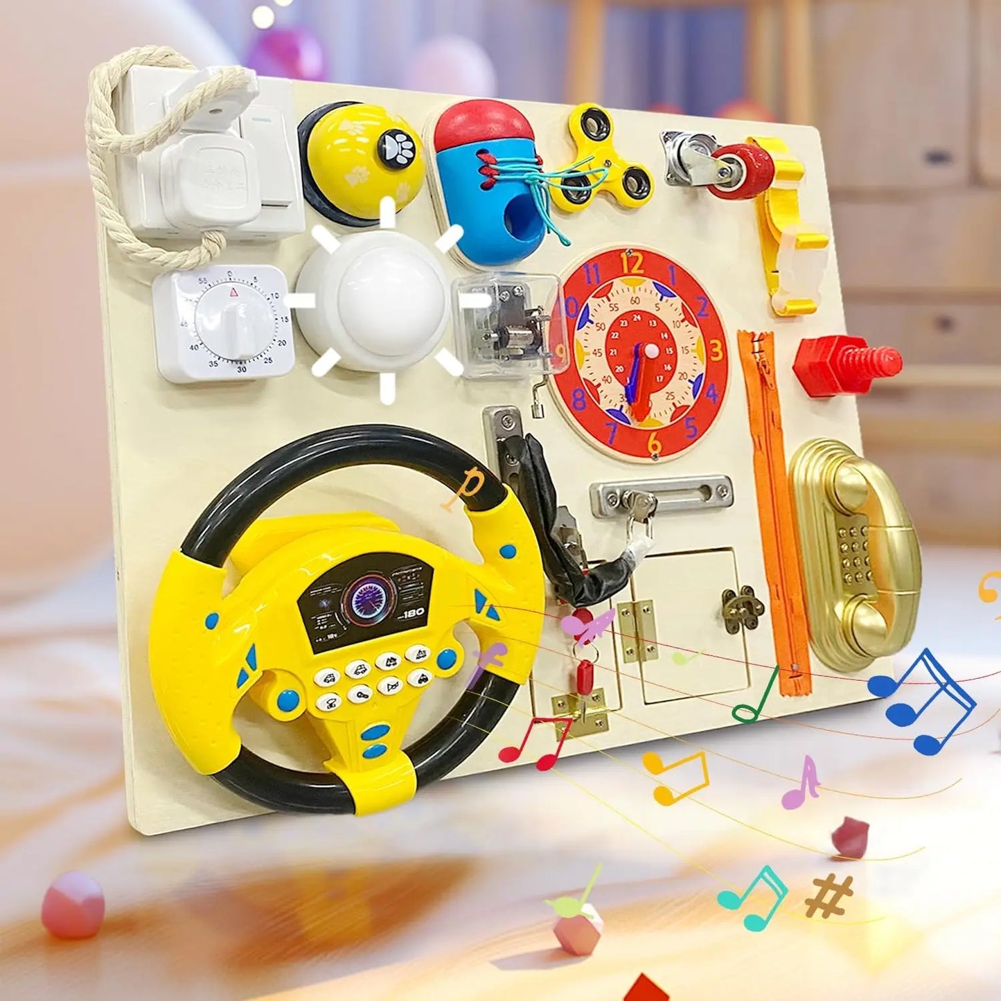 Wooden Busy Board For Toddlers Montessori Activity Board