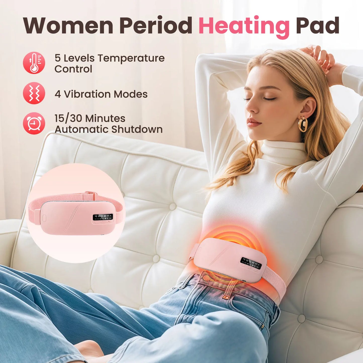Hailicare Menstrual Heating Pad Rechargeable Belt For Period Relief