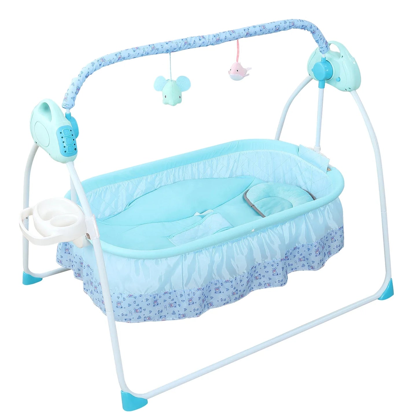 Bymaocar Infant Auto Swing Crib With Music Foldable Bassinet
