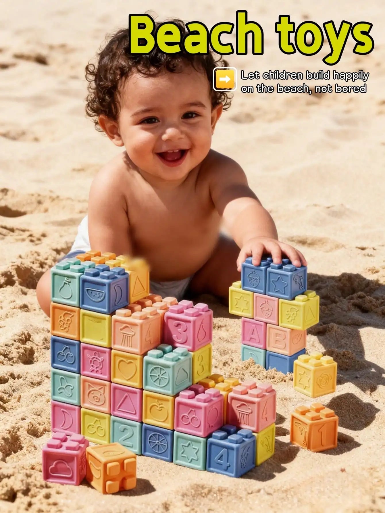 Silicone Baby Building Blocks Set Montessori Educational Bath Toys