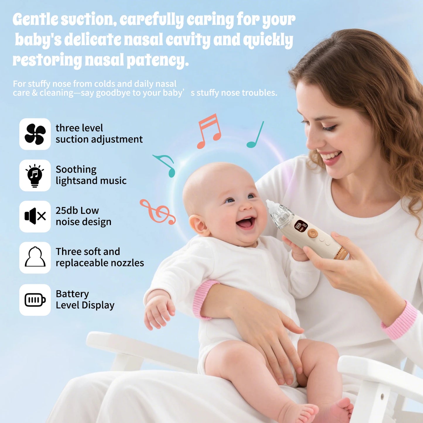 Hansqui Electric Baby Nose Vacuum Cleaner Nasal Aspirator