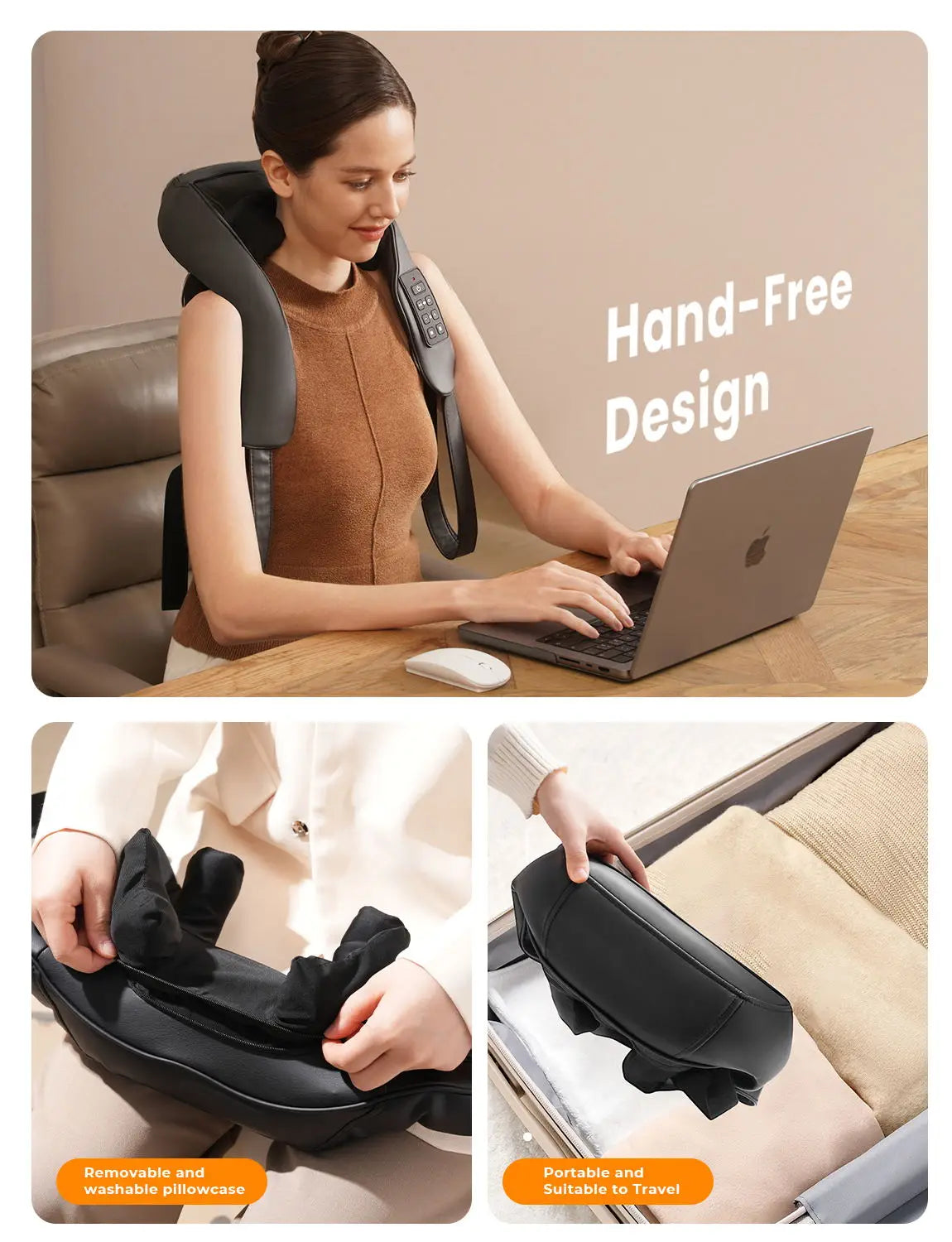MASGREE Cordless Neck And Back Massager With Heat And Shiatsu