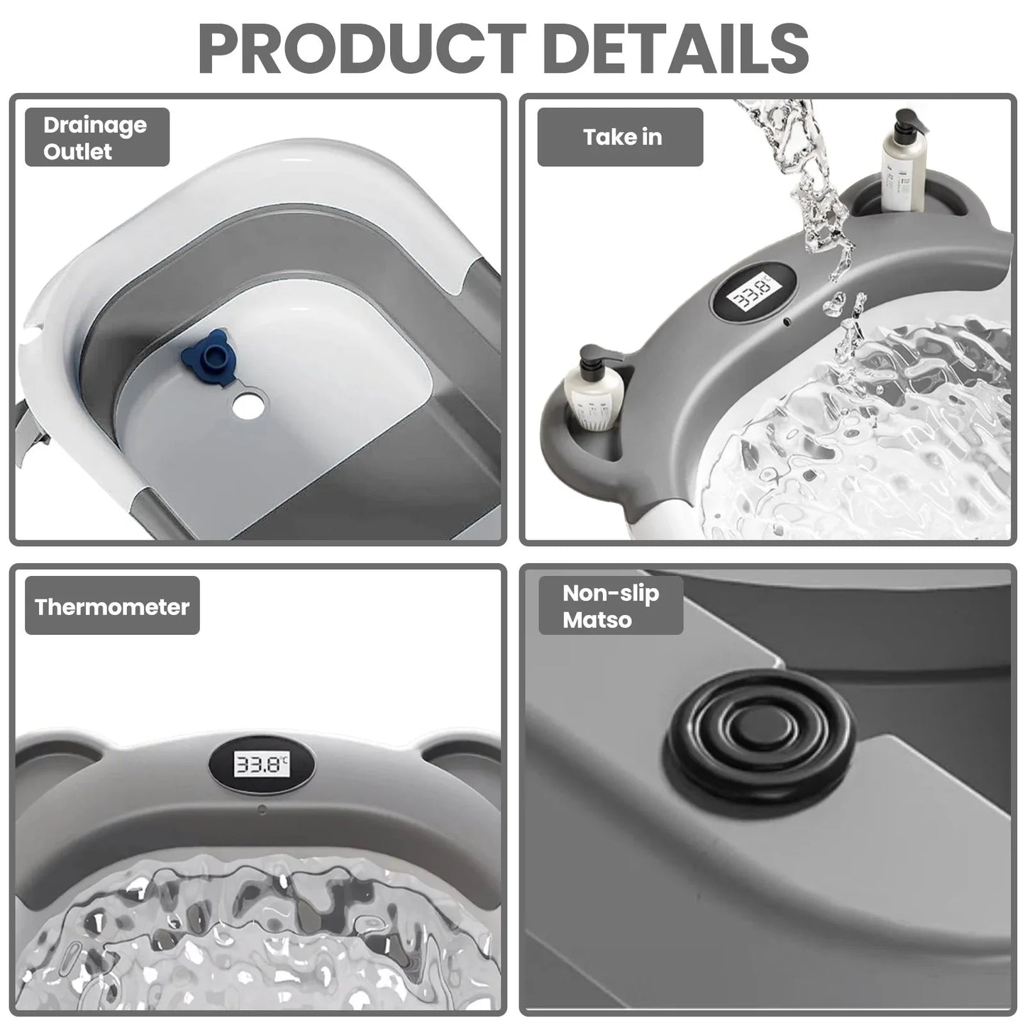 Newborn Collapsible Travel Baby Bathtub With Thermometer And Cushion