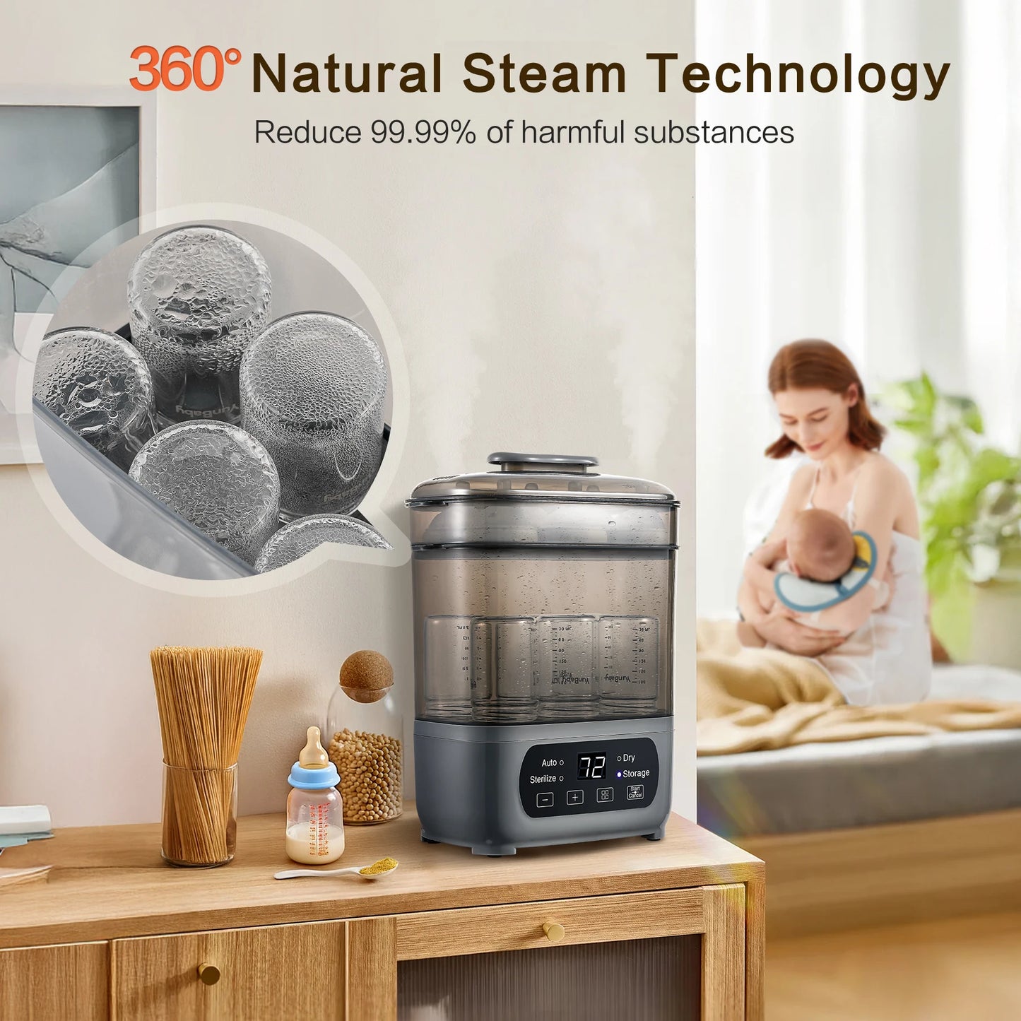4-in-1 Baby Bottle Sterilizer And Dryer With 72-Hour Storage