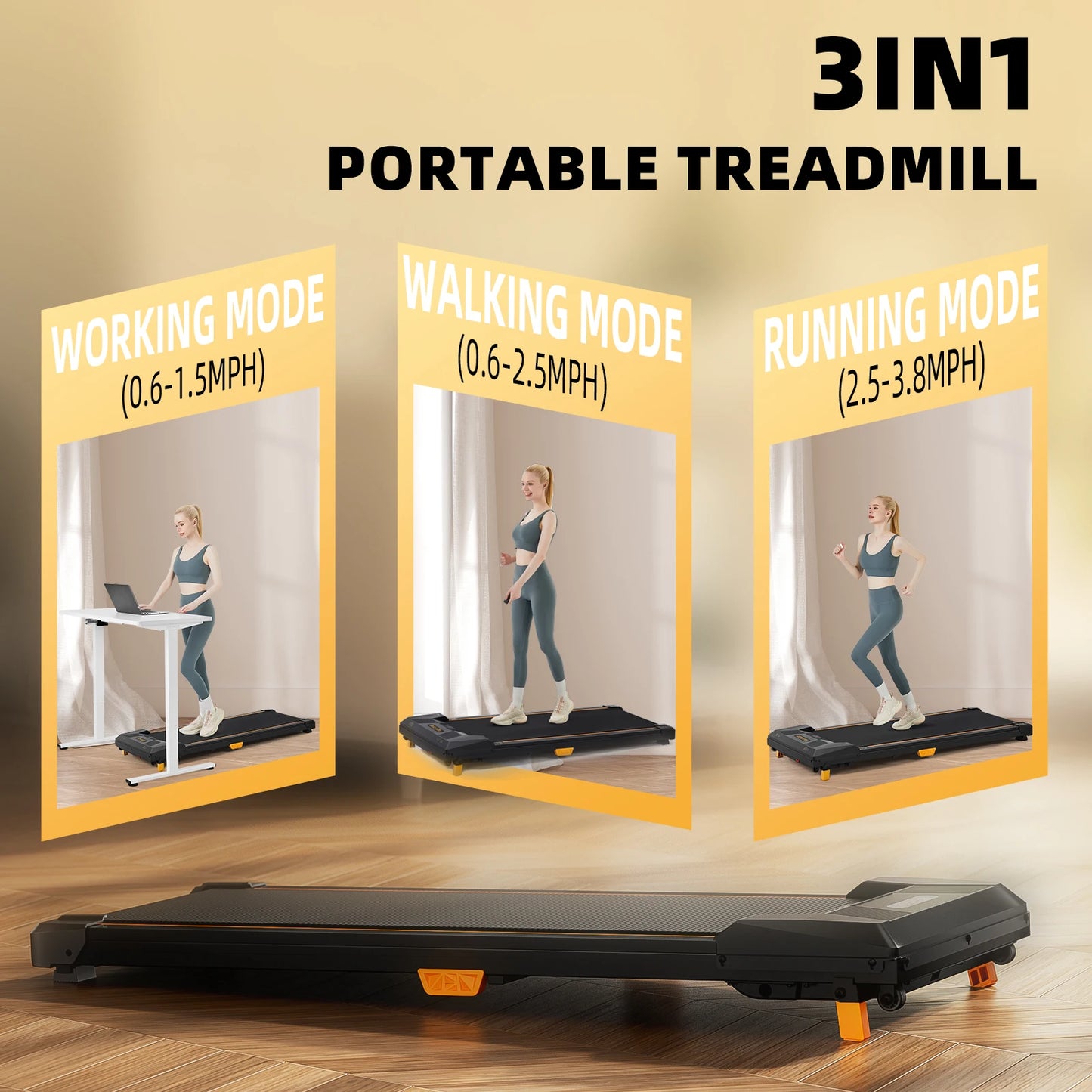 Under Desk Treadmill Incline Walking Pad 2.5HP For Home Use