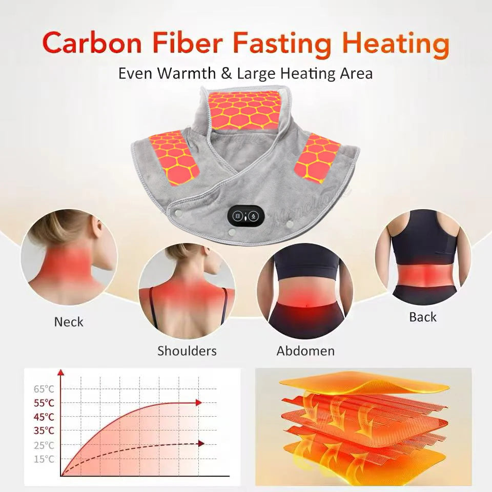 Neck Massager Brace With Electric Heating Shoulder Pad Temperature Control