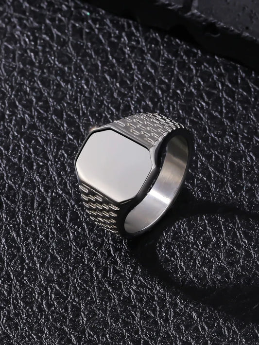 1pc Men's Octagon Smooth Classic Gift Ring