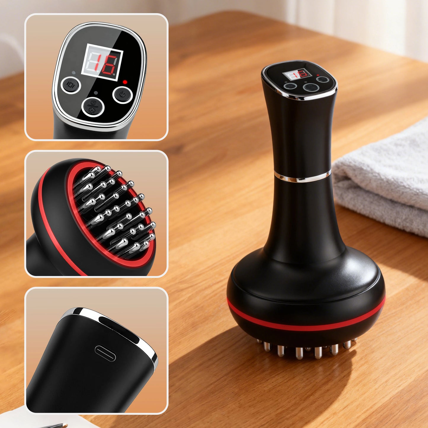 Aedwdpe Handheld Electric Meridian Brush For Full Body Massage Gua Sha Heating