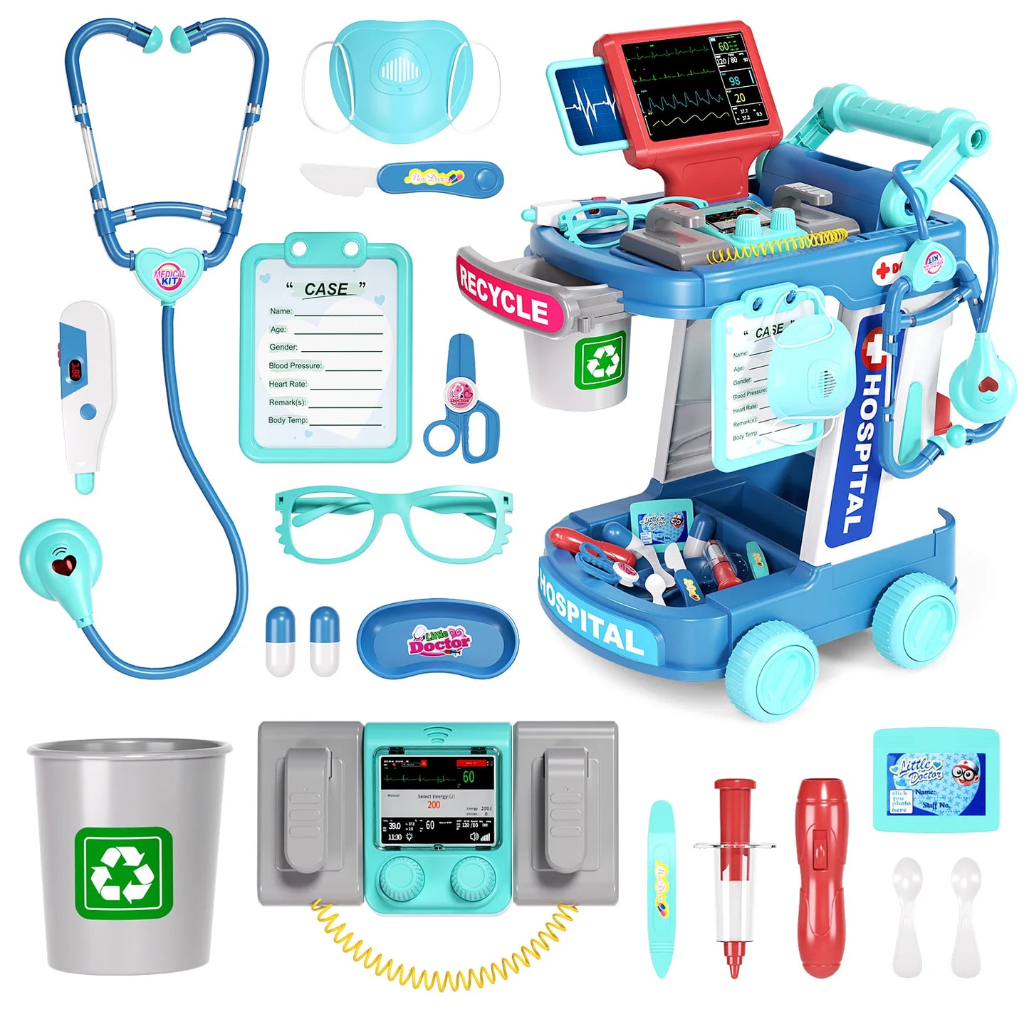 Jovow Children's Doctor Toy Set With Luggage Rolling Case