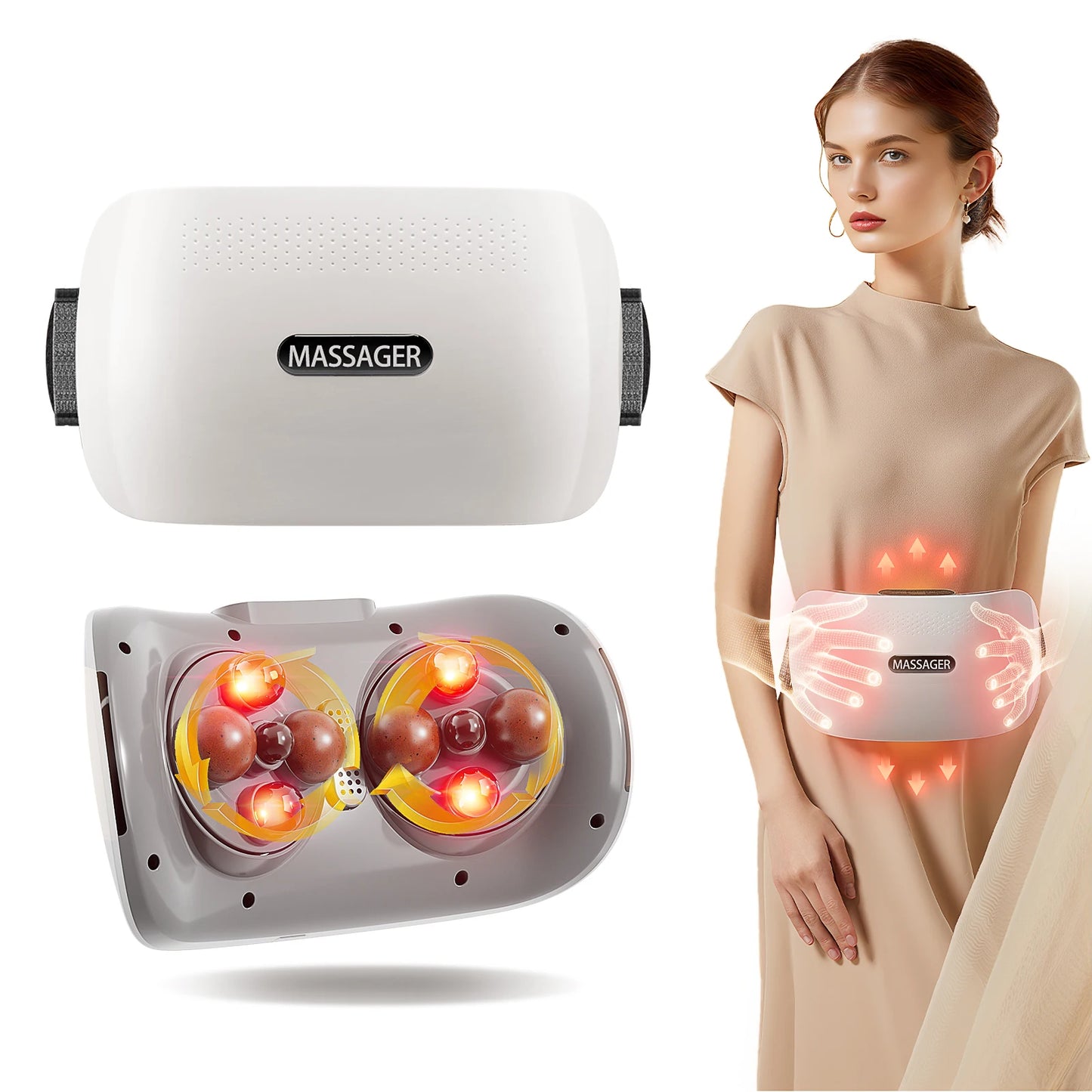 HOMEMASSA Cordless Stomach Massager With Bian Stone Heating