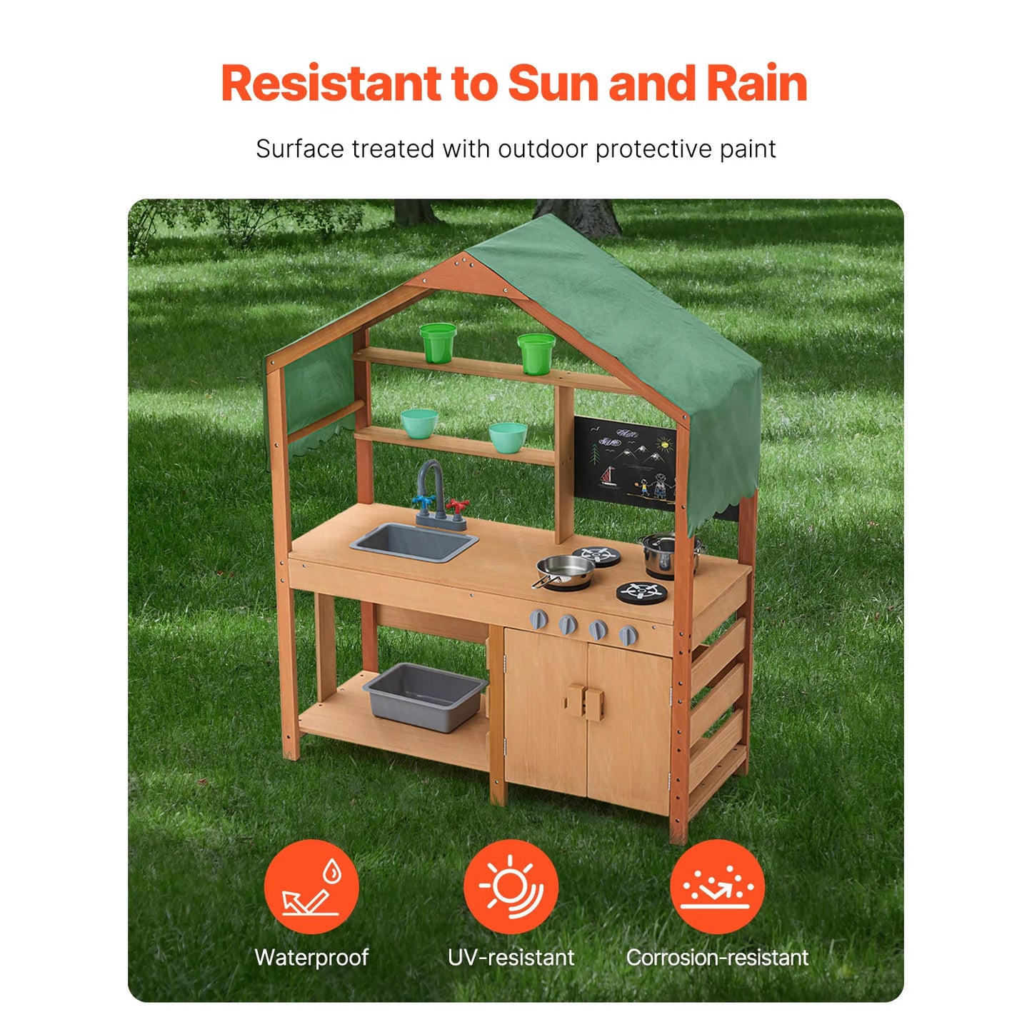 VEVOR Mud Kitchen Playset For Kids Cooking Toys Stoves Faucet
