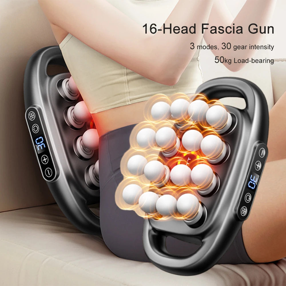 Foreverlily 16 Head Fascia Gun High Frequency Body Massage Device