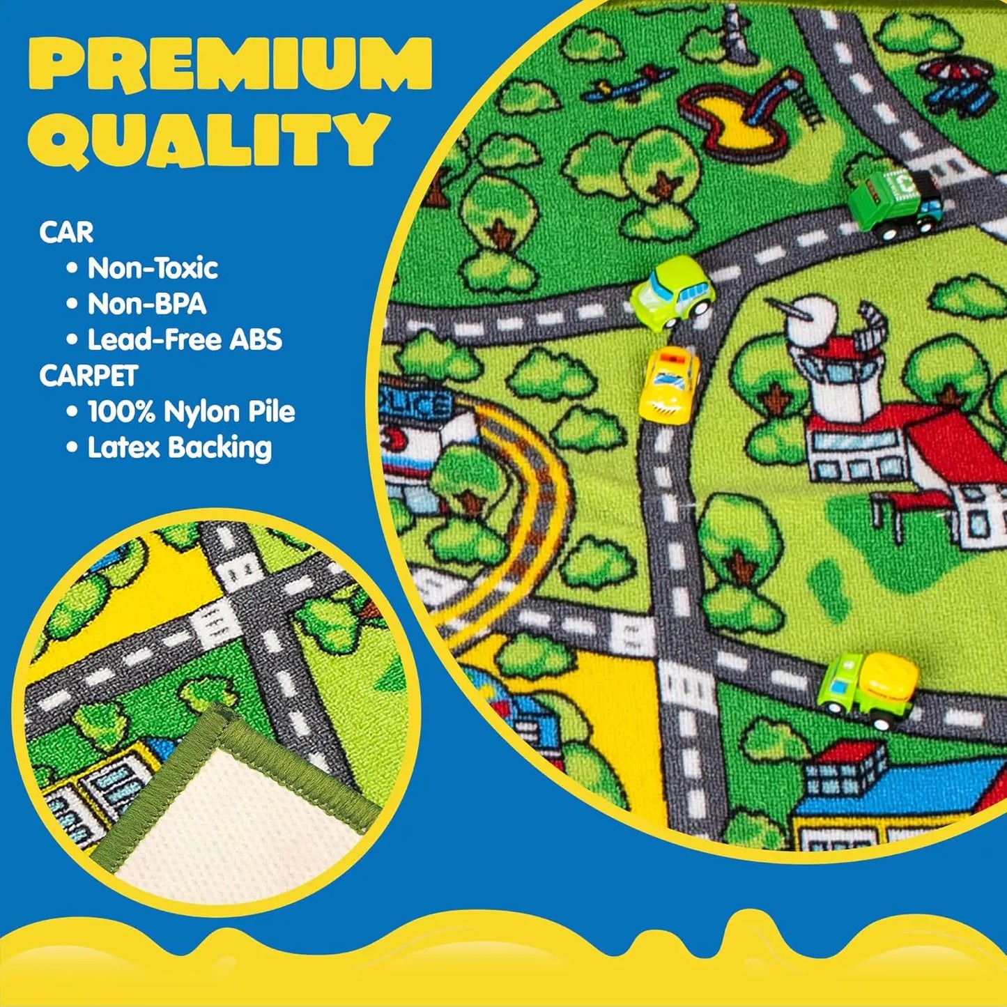 Joyfy Carpet Playmat With 12 Cars Pull Back Vehicle Set
