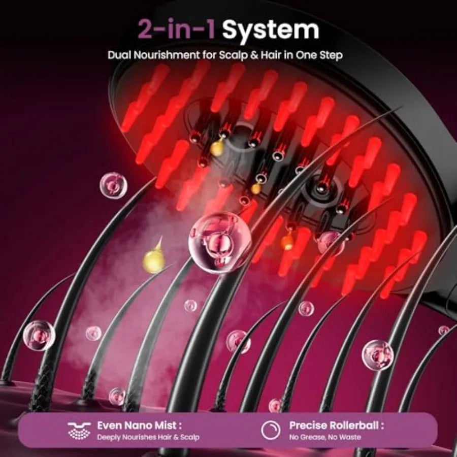 6-In-1 Rechargeable Scalp Massager With Oil Applicator Nano Mist
