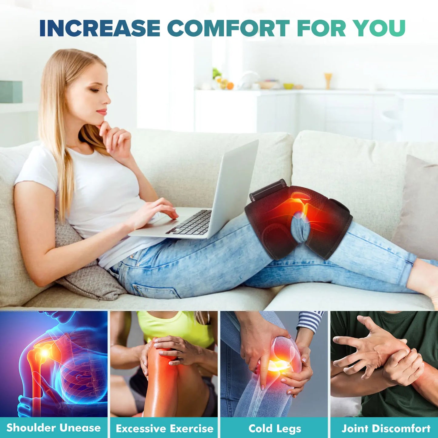 Hailicare Knee Heating Massager for Joint Relief and Thermal Therapy