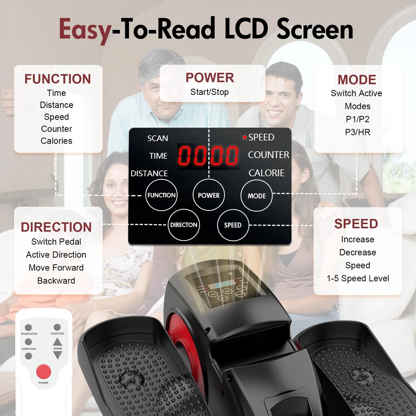 NONE Under Desk Elliptical Pedal Exerciser With Remote Control