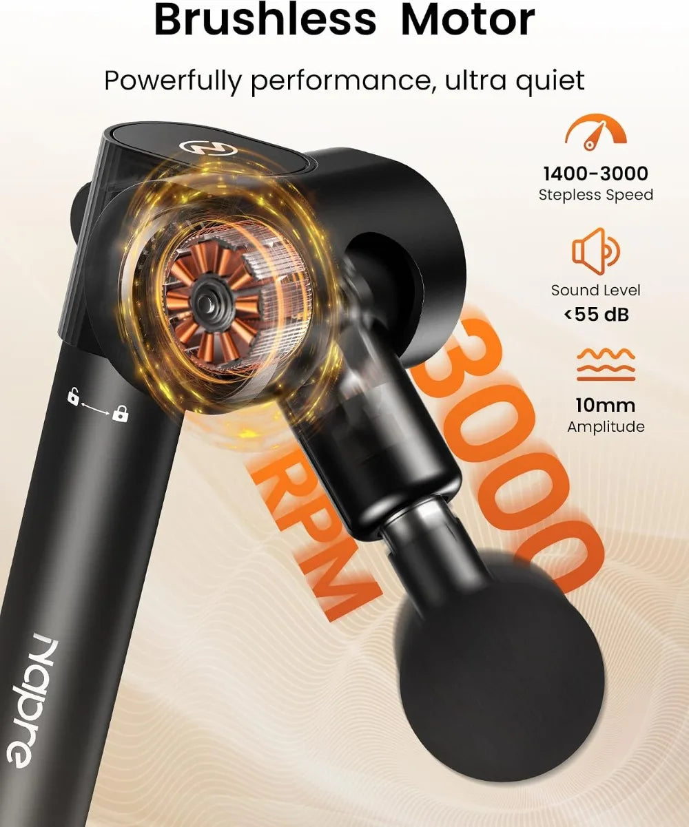Foldable Massage Gun With Extension Handle Deep Tissue Back Massager