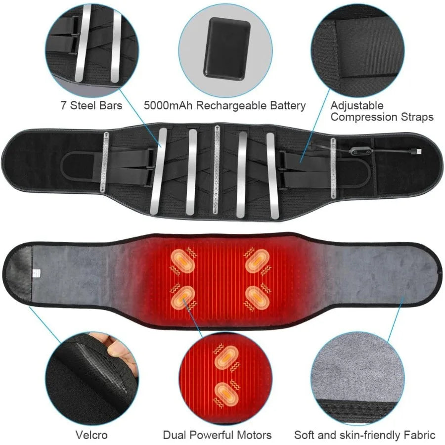 Cordless Heating Pad Back Massager Belt For Lower Back Pain Relief
