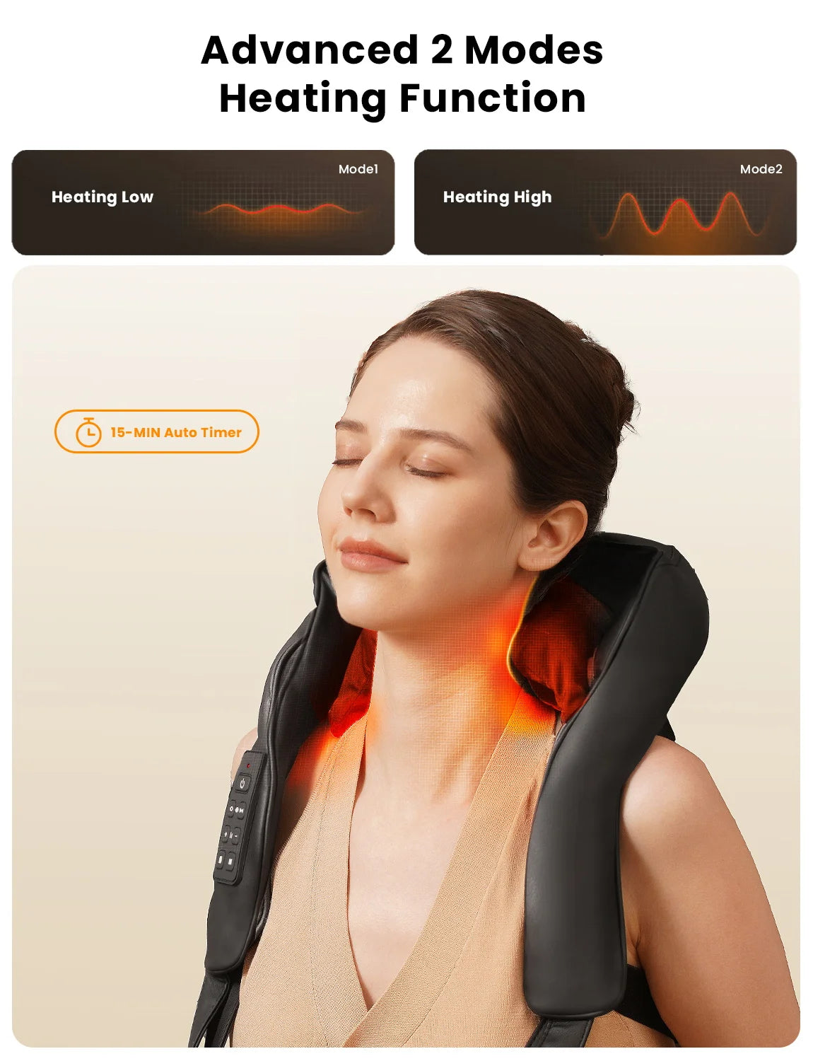 MASGREE Cordless Neck And Back Massager With Heat And Shiatsu