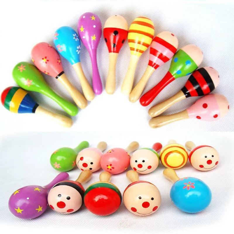 Colorful Wooden Baby Rattles Educational Toys Set for Newborns