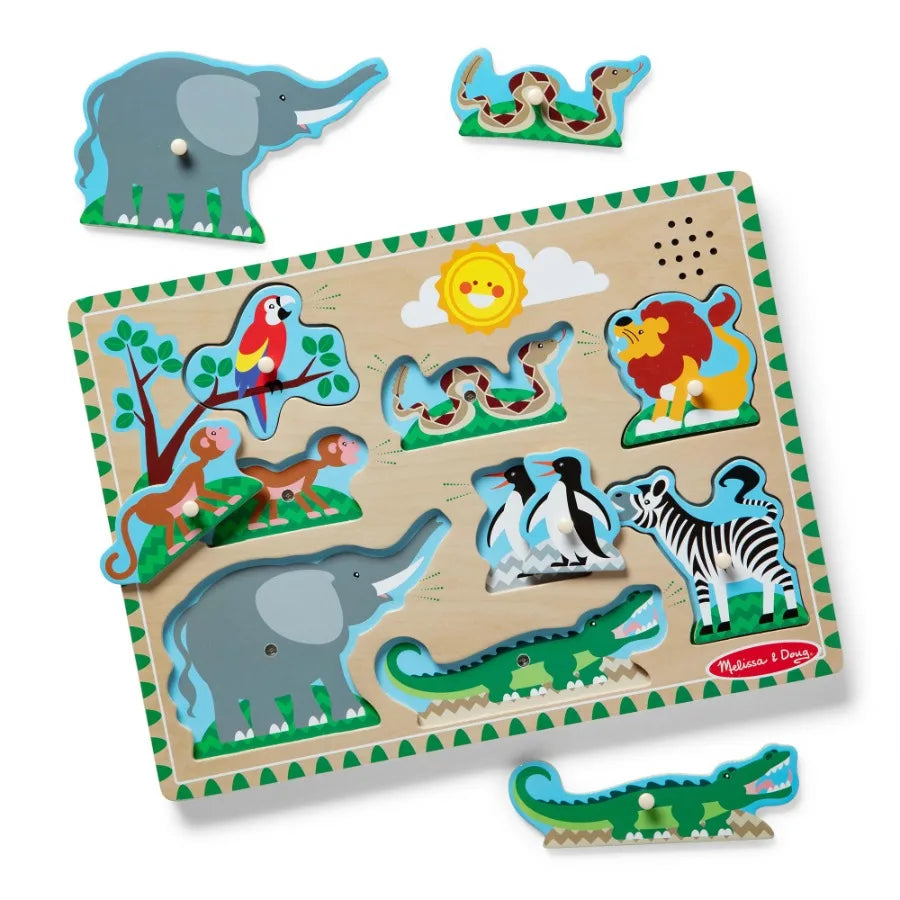 Wooden Peg Puzzle With Light Activated Sounds For Toddlers