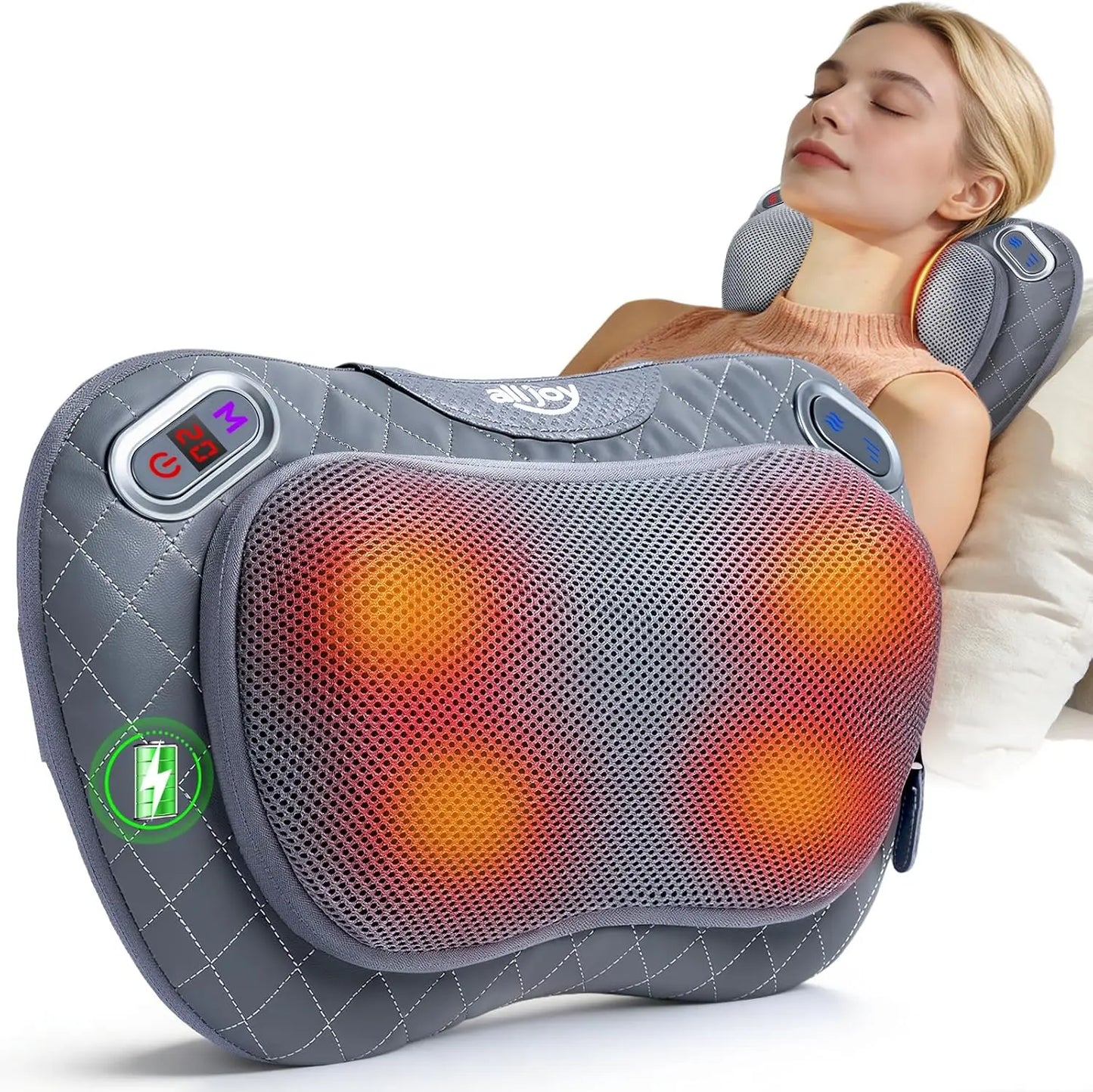 Rechargeable Cordless Shiatsu Massager With Heat For Neck And Back