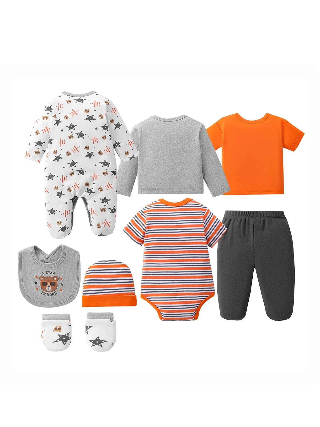 Newborn Layette Set Eight Piece Unisex Essentials for Spring Summer
