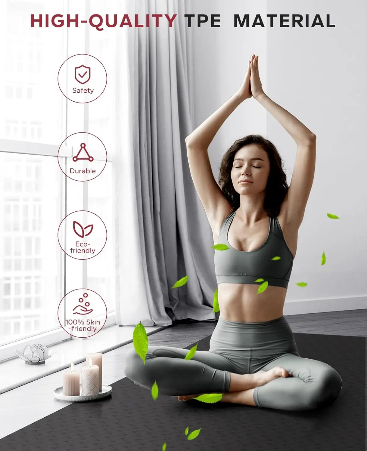 Eco Friendly Yoga Mat For Home Workouts With Resistance Bands