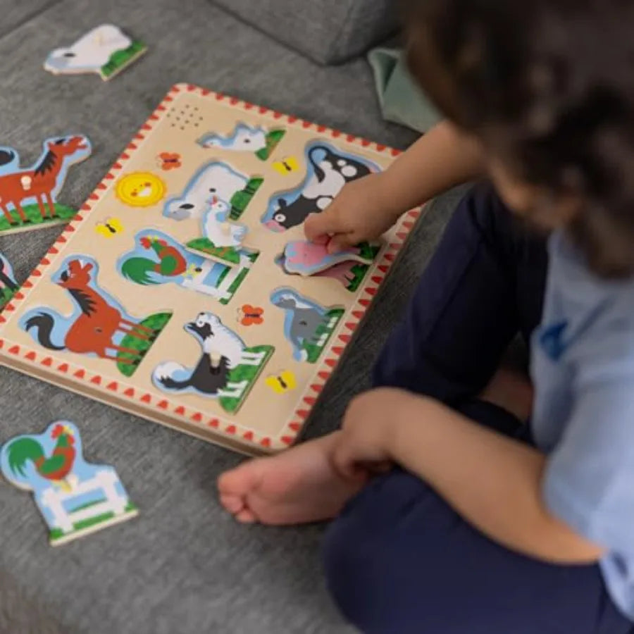 Wooden Peg Puzzle With Light Activated Sounds For Toddlers
