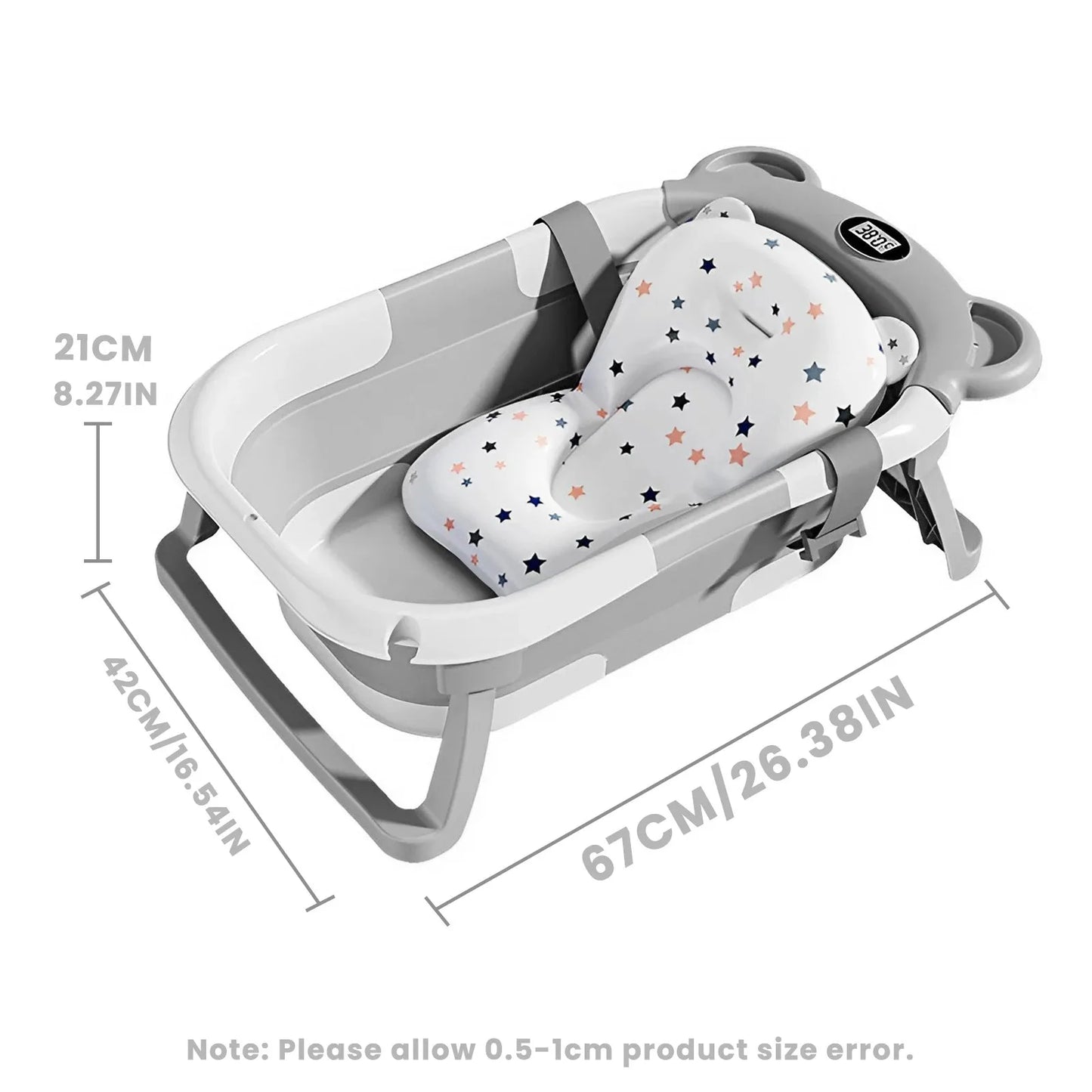 Newborn Collapsible Travel Baby Bathtub With Thermometer And Cushion