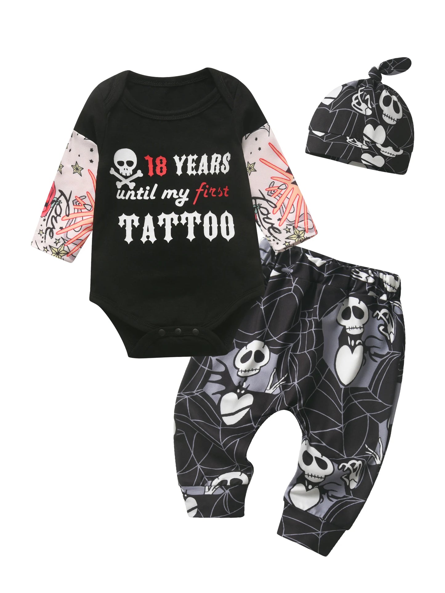 Newborn Baby Boy Clothes Set Long Sleeve Romper Pants Hat