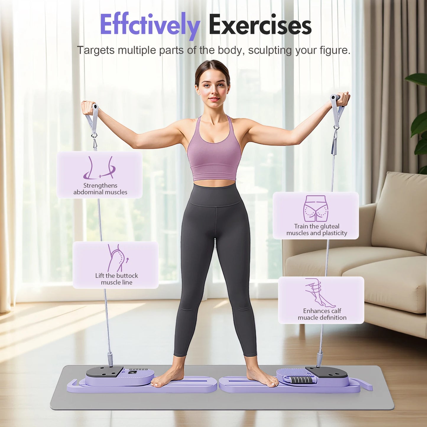 Abdominal Pilates Board With Detachable Bands And LCD Display