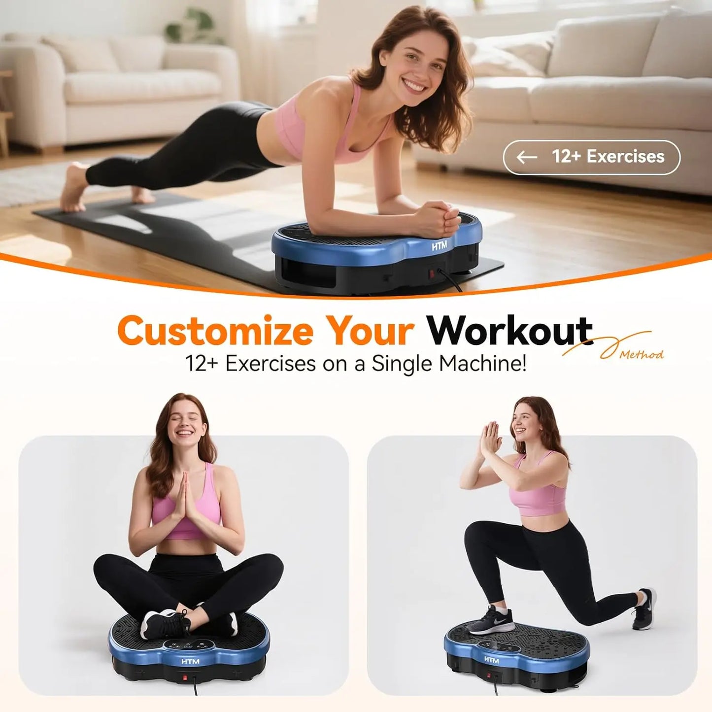 Fitness Vibration Plate Exercise Machine Calorie Tracking 120 Speed Levels