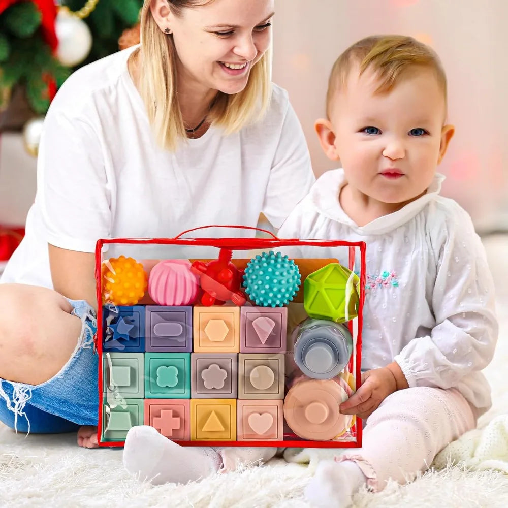 Montessori 3-in-1 Baby Toys Set for Development 0-12 Months
