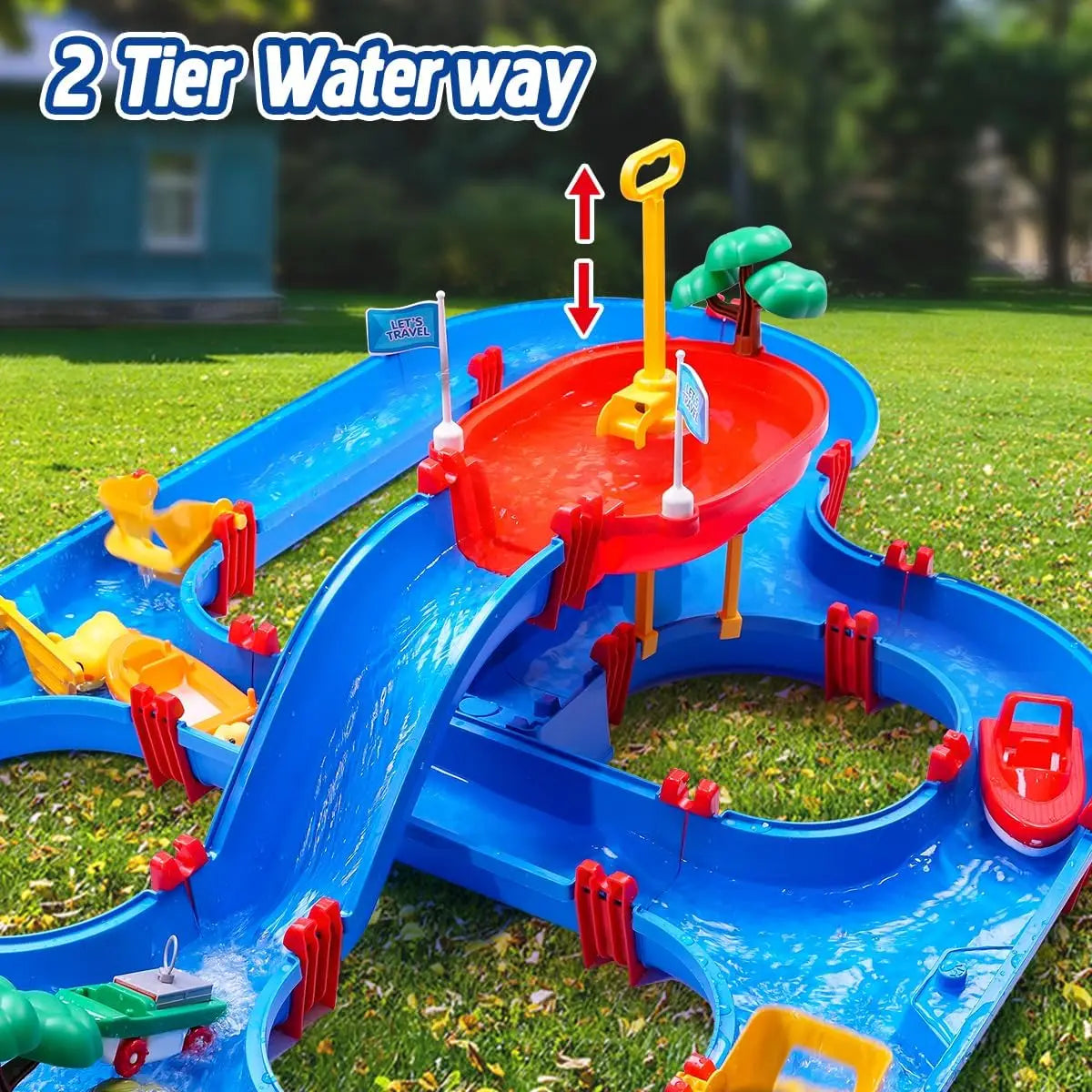 VATOS Two Tier Water Table with Pump for Outdoor Kids