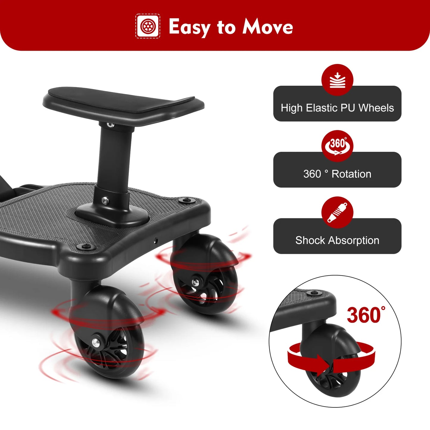 2-In-1 Baby Stroller Board With Seat Universal Connector