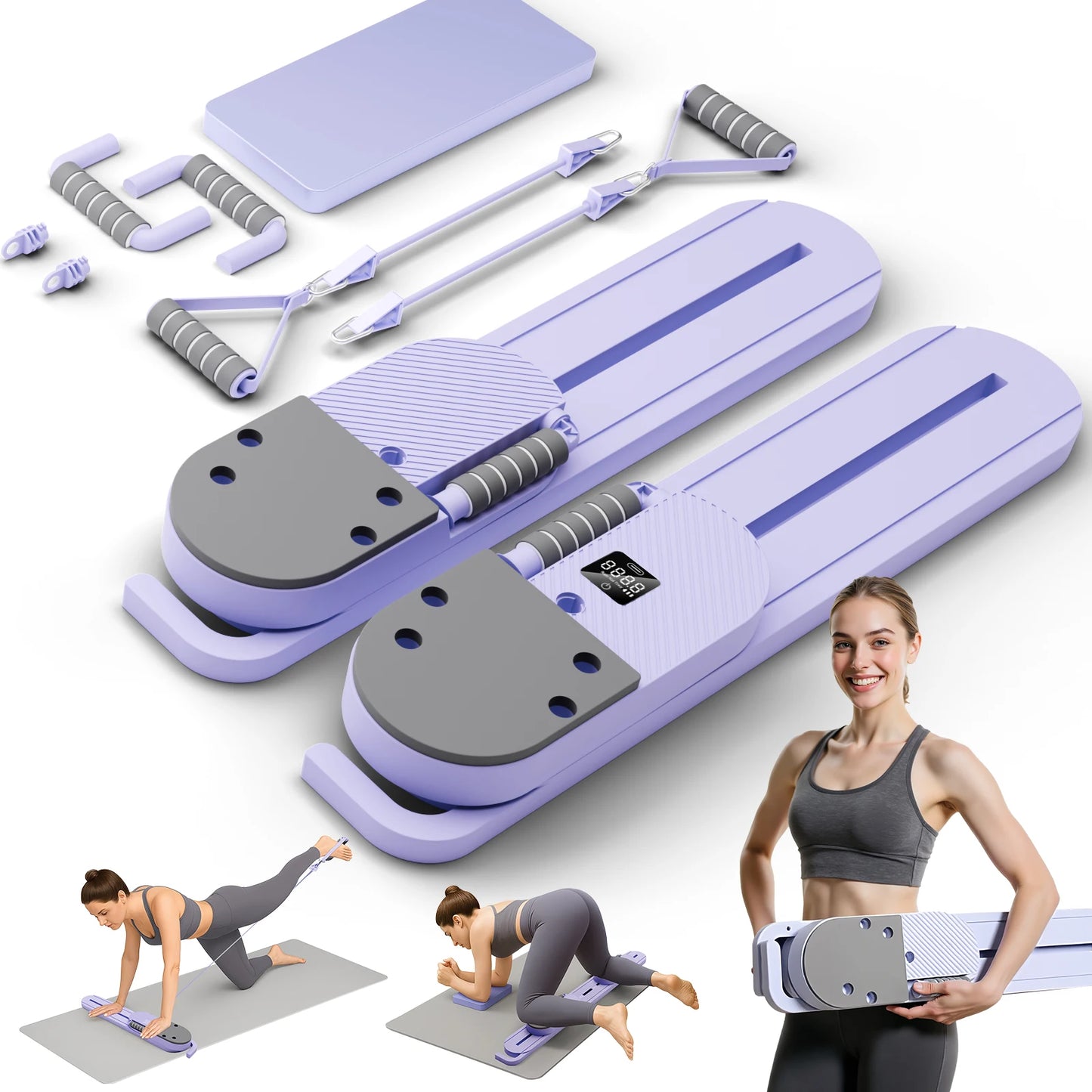 Abdominal Pilates Board With Detachable Bands And LCD Display