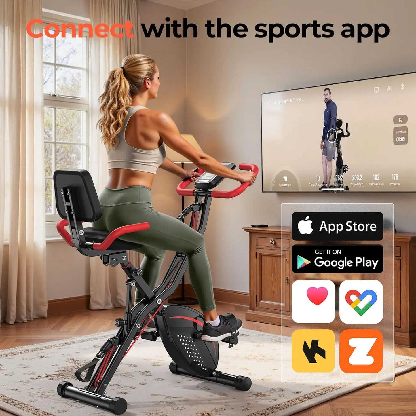 YOSUDA Foldable 5 In 1 Exercise Bike With Back Support