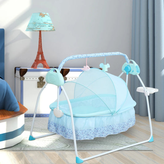 Bymaocar Infant Auto Swing Crib With Music Foldable Bassinet