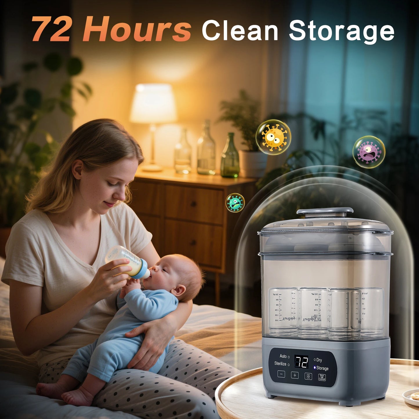 4-in-1 Baby Bottle Sterilizer And Dryer With 72-Hour Storage