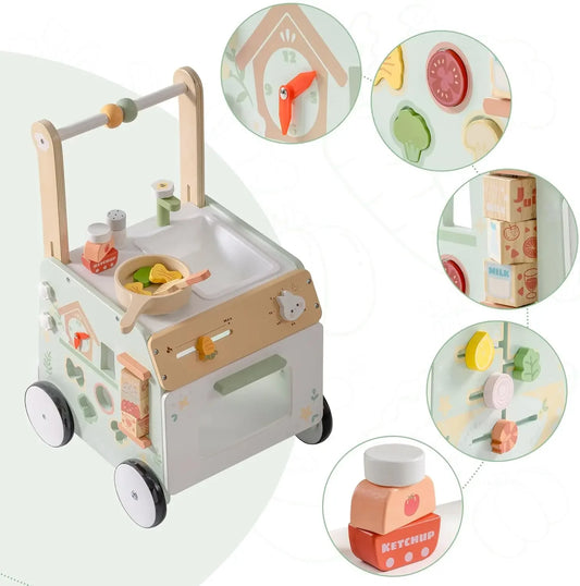 Robud Adjustable Height Wooden Baby Walker Push Toy